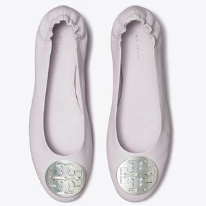 Tory Burch Claire Ballet Flats Leather Logo Spring Lavender Lilac 9